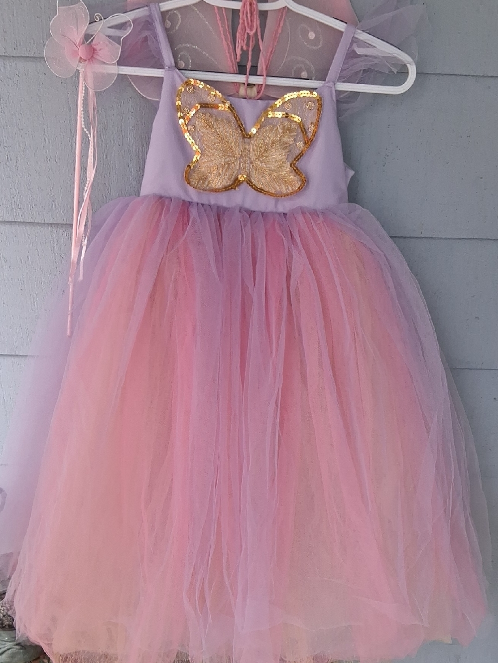 Pottery Barn Kids Lavender Tulle Dress with Butterfly Accent Size 7-8